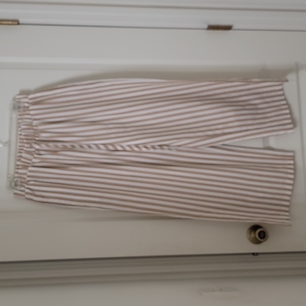 Cupshe Size M Tan & White Stripe Front Tie Wide Leg Pant, NEW with Tag